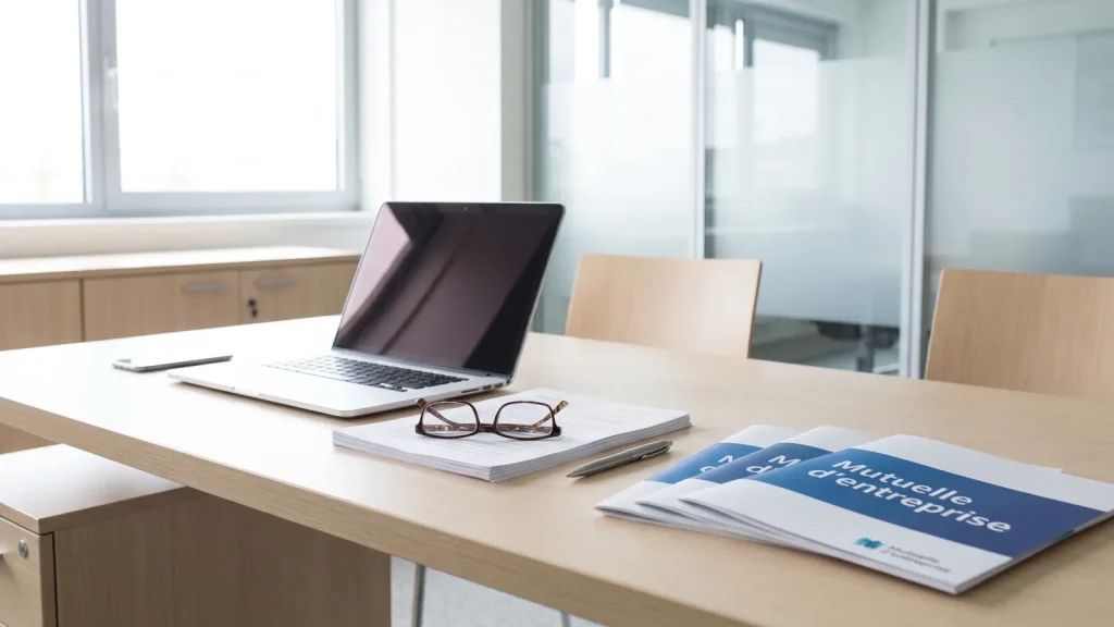 Documents de mutuelle d'entreprise sur un bureau